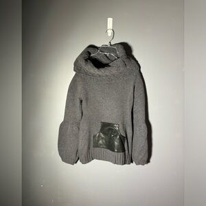 Mackage Leather Accent Wool Blend Cowl Neck Sweater Size XS
